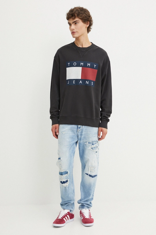 Pamučna dukserica Tommy Jeans DM0DM19222 siva AW24