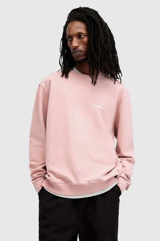 ροζ Βαμβακερή μπλούζα AllSaints ACCESS Ανδρικά