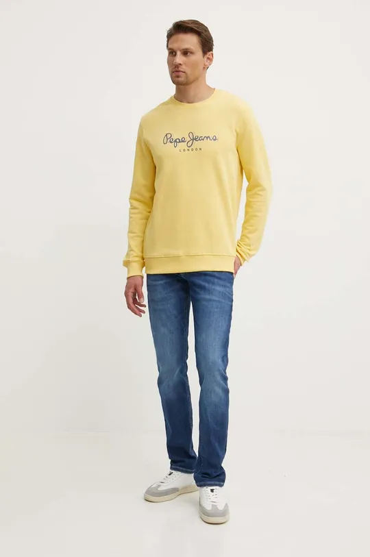 Βαμβακερή μπλούζα Pepe Jeans SAUL CREW κίτρινο