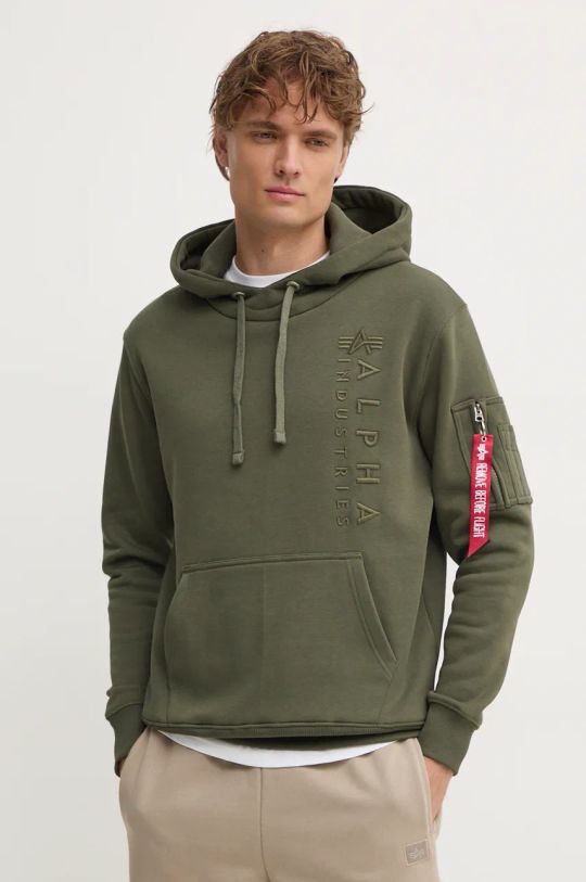 Суичър Alpha Industries с качулка зелен 138333