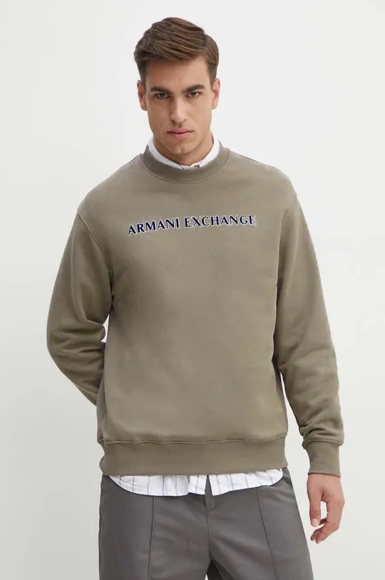 Armani Exchange hanorac de bumbac imprimeu bej 6DZMBA.ZJADZ