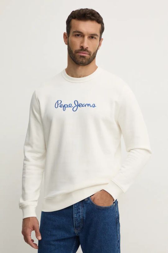 Βαμβακερή μπλούζα Pepe Jeans NEW JOE CREW χωρίς κουκούλα λευκό PM582715