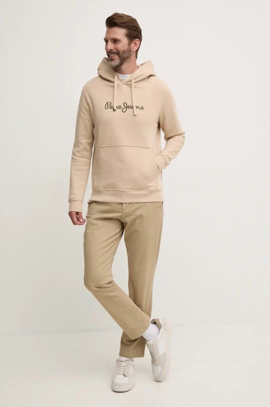 Βαμβακερή μπλούζα Pepe Jeans NEW JOE HOODIE PM582716 μπεζ AW24