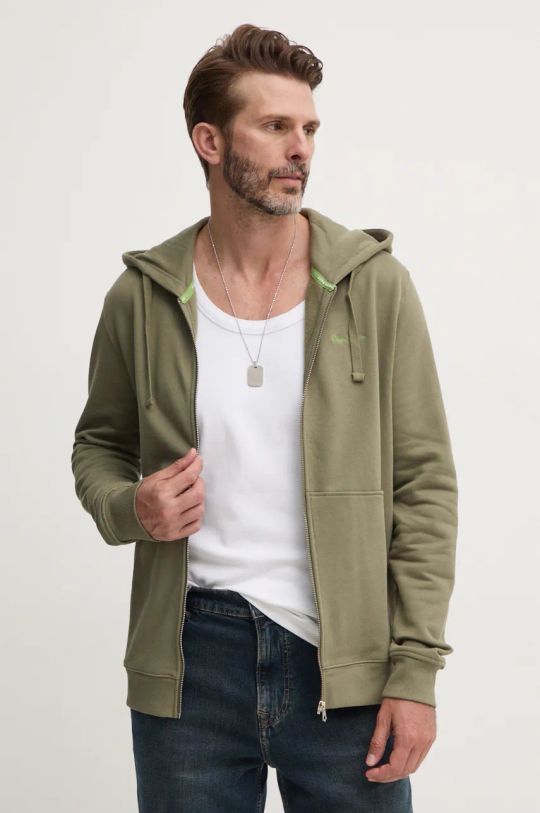 Pepe Jeans felpa in cotone NEW JOE ZIP con verde PM582717