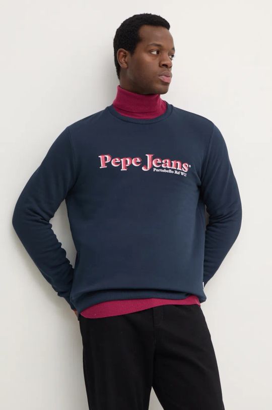 Βαμβακερή μπλούζα Pepe Jeans SOMERS CREW χωρίς κουκούλα σκούρο μπλε PM582727