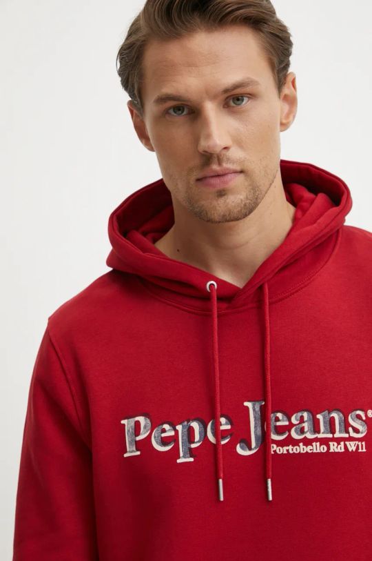 Pepe Jeans felpa in cotone SOMERS HOODIE rosso PM582728