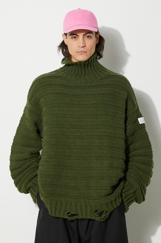 MM6 Maison Margiela wool jumper turtleneck green SH0HA0004.M13040