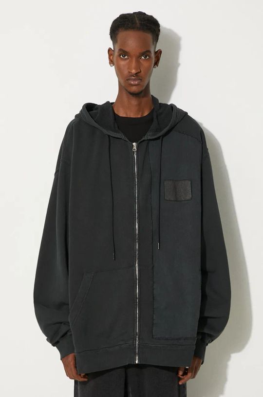 Бавовняна кофта MM6 Maison Margiela з капюшоном чорний SH0HG0004.M25004