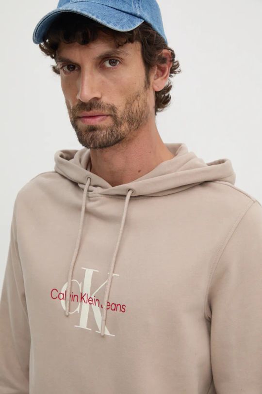 Calvin Klein Jeans pamut melegítőfelső bézs J30J326875