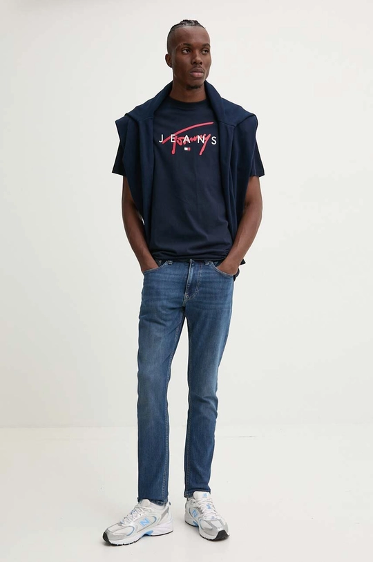 Bavlněná mikina Tommy Jeans DM0DM19755 námořnická modř AW24