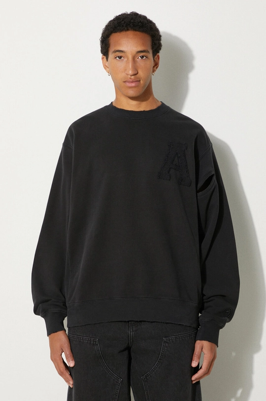 Памучен суичър AMBUSH Hole Sweatshirt щампа черен BMBA004F24FLE0011010