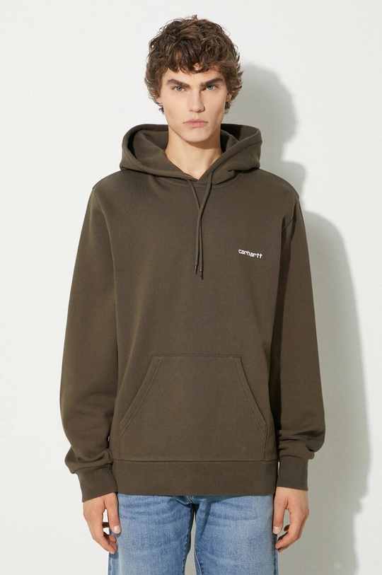 Суичър Carhartt WIP Hooded Script Embroidery Sweat изчистен зелен I033658.00XXX