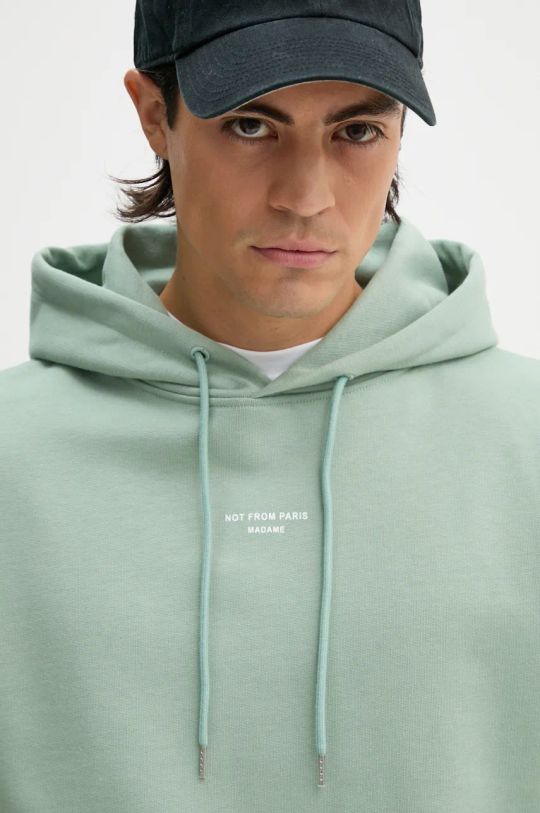 Drôle de Monsieur hanorac de bumbac Le Hoodie Slogan Classique verde E.HO161.CO127.WG