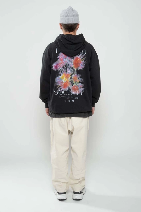 Abbigliamento Flowers for Society felpa in cotone Premium 2.0 Oversized Hoodie FFSAPP079 nero