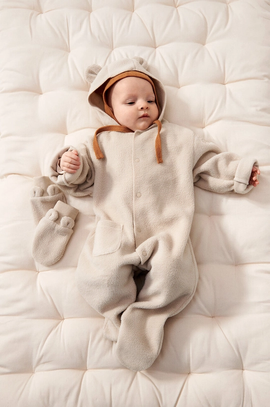 Liewood tuta neonato Magnolia Baby Jumpsuit Planet friendly beige LW19140