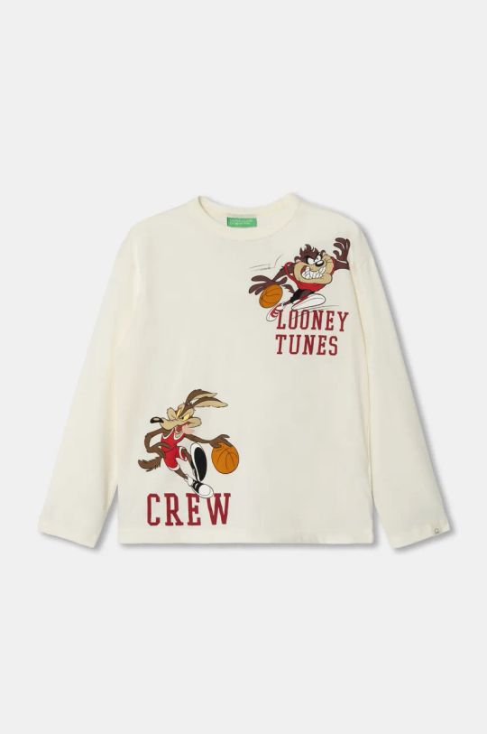 Дитячий бавовняний лонгслів United Colors of Benetton x Looney Tunes бавовна бежевий 3ATNC10LU.G.Seasonal