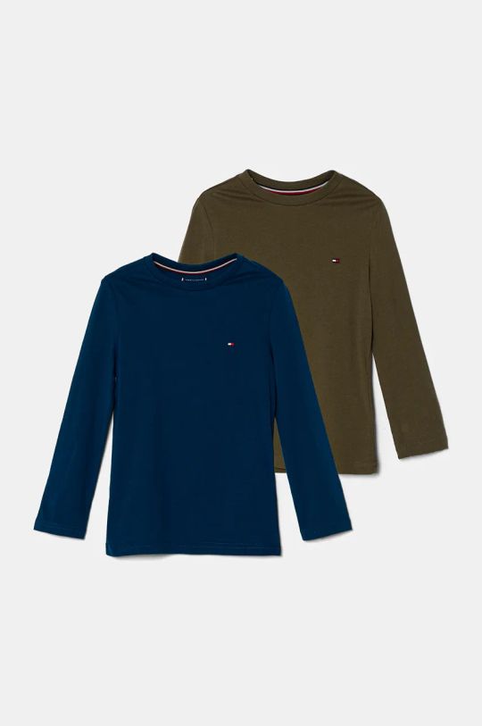 Dětské bavlněné tričko s dlouhým rukávem Tommy Hilfiger 2-pack kulatý zelená UB0UB00309.9BYH