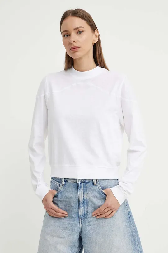 λευκό Βαμβακερή μπλούζα με μακριά μανίκια G-Star Raw Γυναικεία