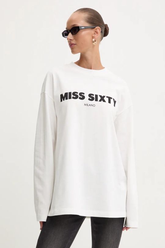 Памучна блуза с дълги ръкави Miss Sixty свободна бял 6L3SJ3770000