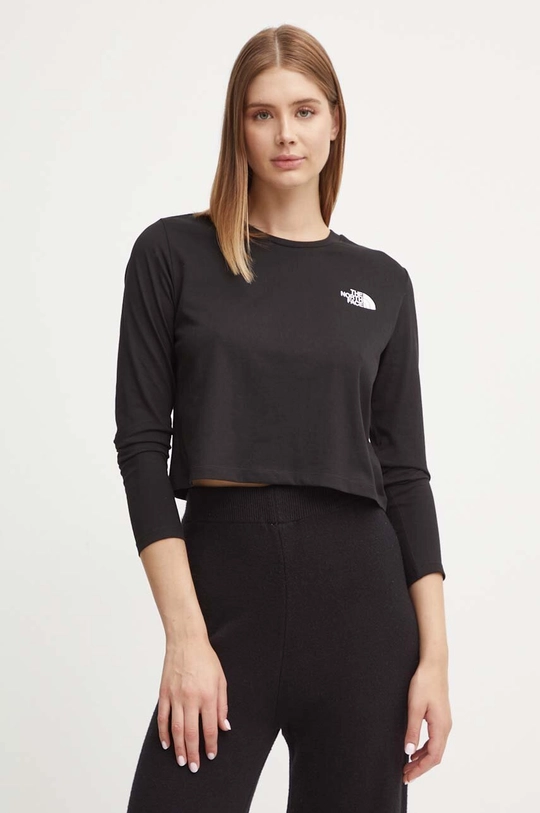 Блуза с дълги ръкави The North Face L/S Simple Dome Crop Tee черен NF0A89FKJK31