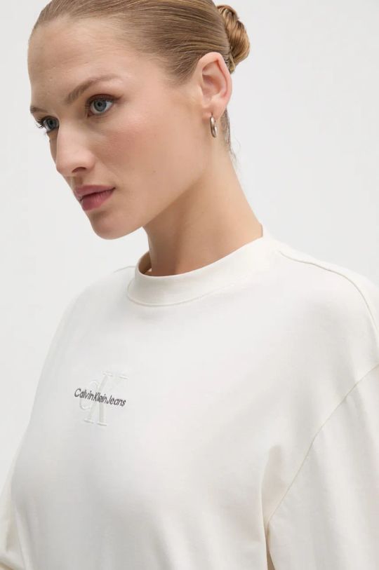 Calvin Klein Jeans longsleeve bawełniany beżowy J20J224200