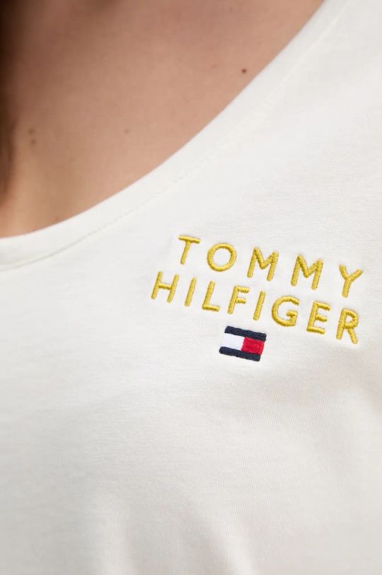 Bavlnené tričko s dlhým rukávom Tommy Hilfiger UW0UW05571 béžová