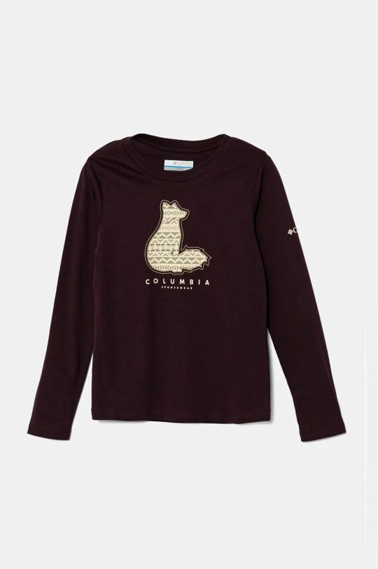 Columbia longsleeve din bumbac pentru copii Hazeldel Hill print burgundia 1954941