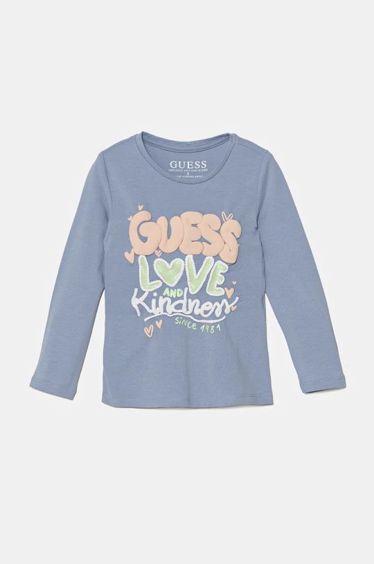 Dječja pamučna majica dugih rukava Guess print plava K4BI06.J1314.9BYH