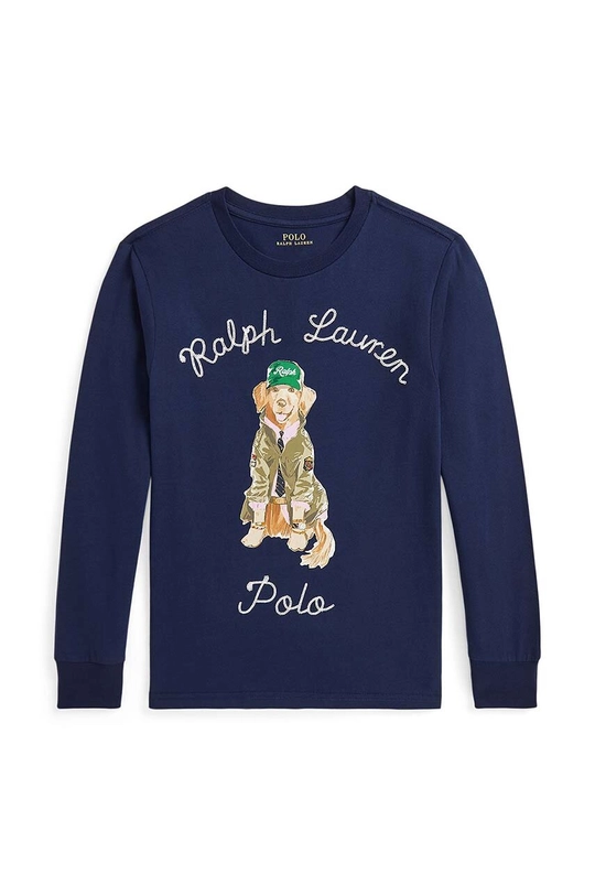 Dječja pamučna majica dugih rukava Polo Ralph Lauren print mornarsko plava 323953576001