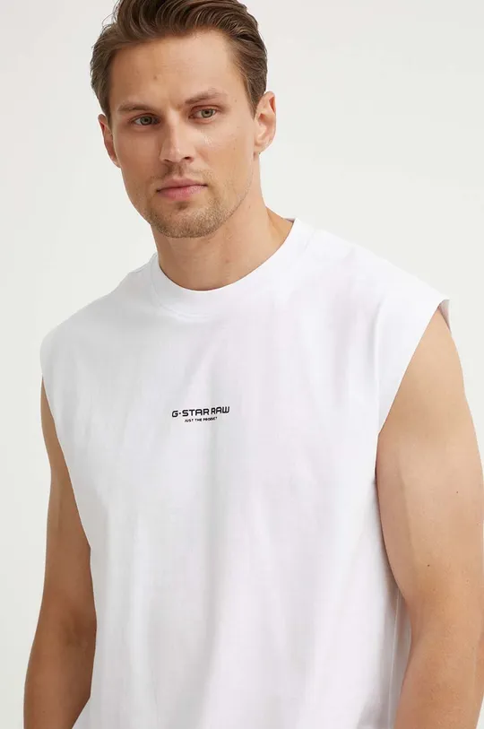 Βαμβακερό μπλουζάκι G-Star Raw λευκό