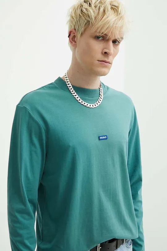 πράσινο Βαμβακερή μπλούζα με μακριά μανίκια Hugo Blue Ανδρικά
