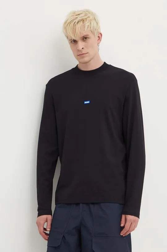 μαύρο Βαμβακερή μπλούζα με μακριά μανίκια Hugo Blue Ανδρικά