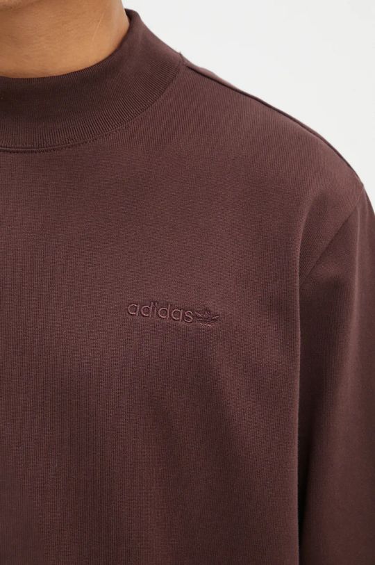 Βαμβακερή μπλούζα με μακριά μανίκια adidas Originals Longsleeve Mock Neck μπορντό IW3258