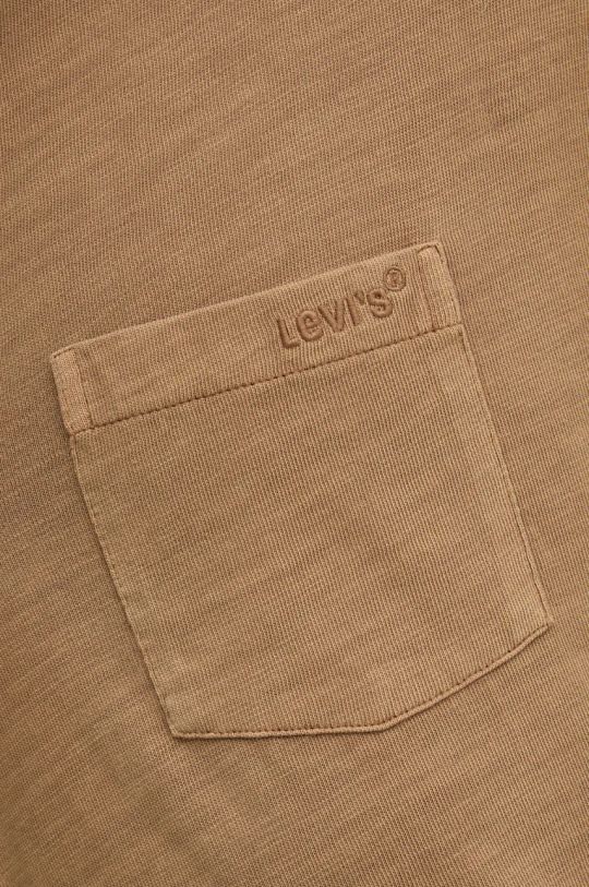 Βαμβακερή μπλούζα με μακριά μανίκια Levi's A9247 μπεζ