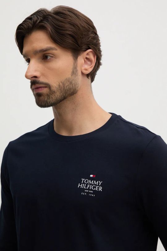 Βαμβακερή μπλούζα με μακριά μανίκια Tommy Hilfiger σκούρο μπλε MW0MW36501