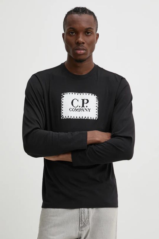 C.P. Company longsleeve bawełniany nadruk czarny 17CMTS169A005100W