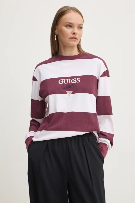 Oblečenie Bavlnené tričko s dlhým rukávom Guess Originals M4BI55.K8FQ4 burgundské