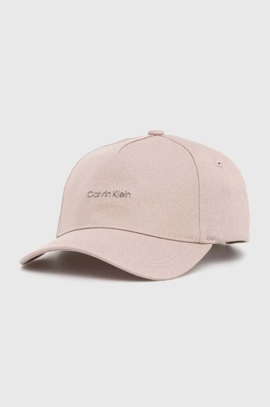 różowy Calvin Klein czapka z daszkiem bawełniana Damski