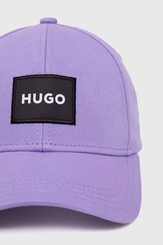 HUGO czapka z daszkiem bawełniana fioletowy