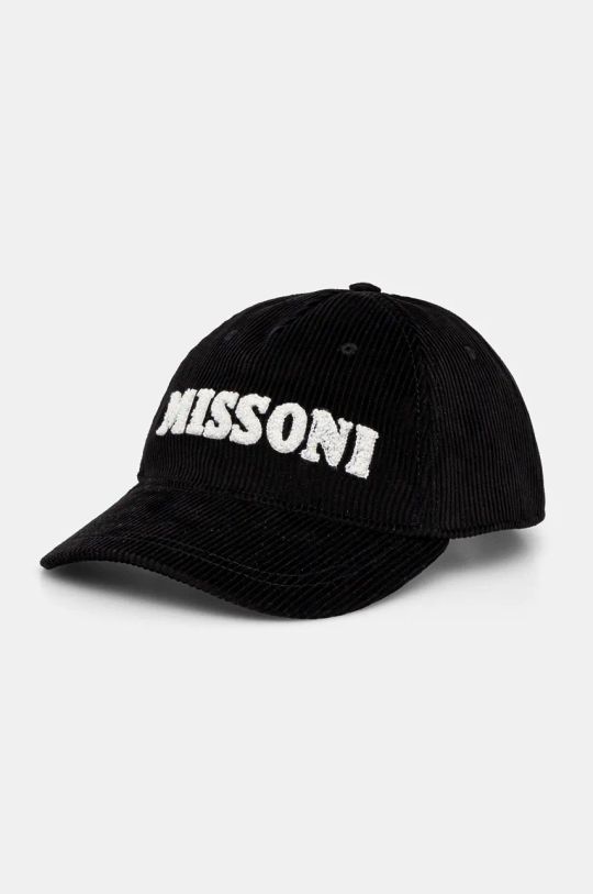 Missoni czapka z daszkiem sztruksowa aplikacja czarny BL00COD9811