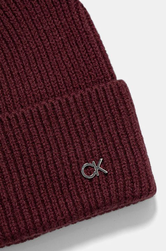 Vlněná čepice a šála Calvin Klein burgundské K60K612621