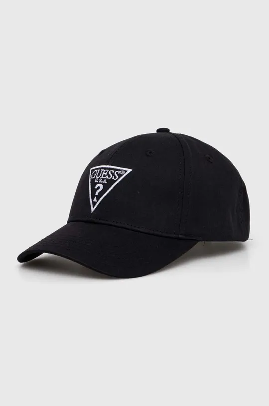 μαύρο Βαμβακερό καπέλο του μπέιζμπολ Guess Ανδρικά