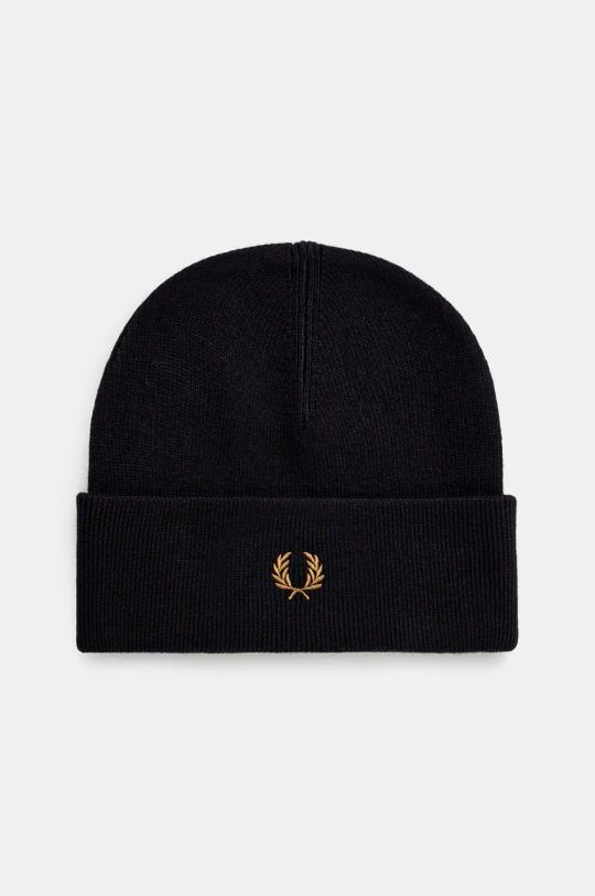 Vlnená čiapka Fred Perry Classic Beanie jednofarebný tmavomodrá C8161.R63