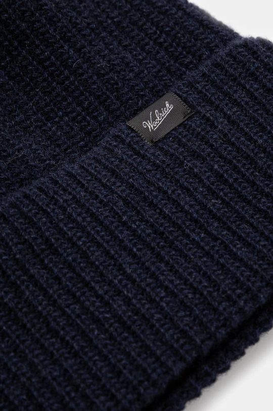 Vlněná čepice Woolrich Knitted Ribbed Beanie CFWOAC0331MRUF0659.UF06 námořnická modř AW24