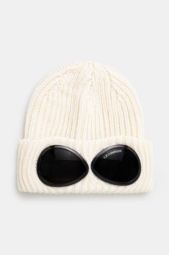 Вълнена шапка C.P. Company Extra Fine Merino Wool Goggle Beanie изчистен бежов 17CMAC122A005509A