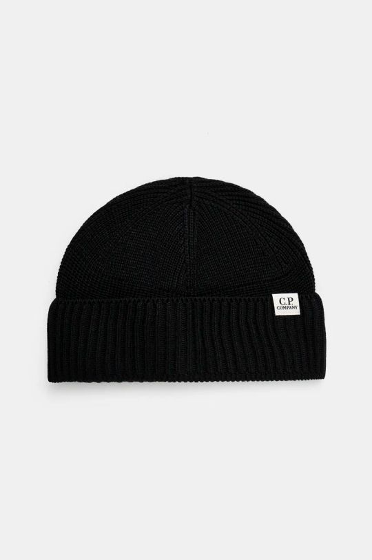 Kapa C.P. Company Knit Cap In Re-Wool bez uzorka crna 17CMAC293A006595A