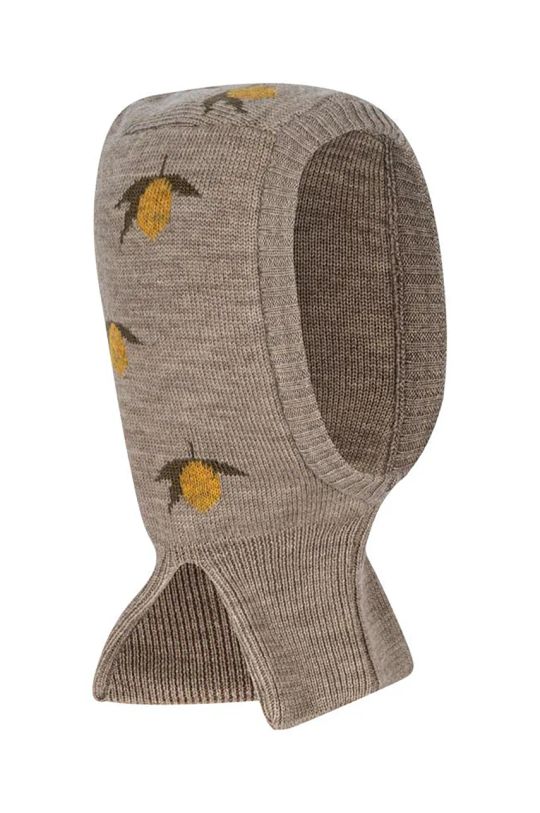 Otroška volnena podkapa Konges Sløjd BELOU LEMON KNIT BALACLAVA siva KS101426