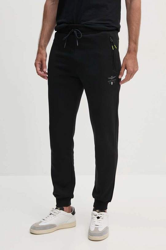 Aeronautica Militare pantaloni de trening tricotaj negru PF946F565