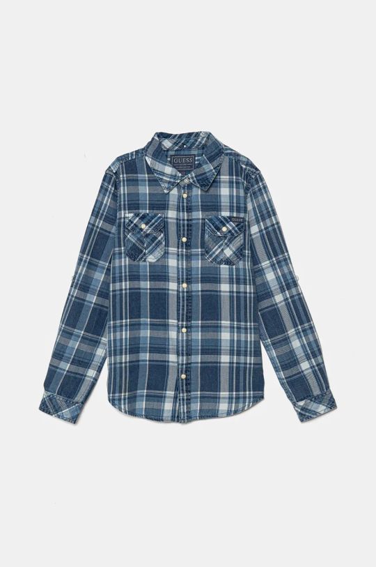 Guess camicia di cotone per bambini lunga blu L4BH03.D52G1.9BYH