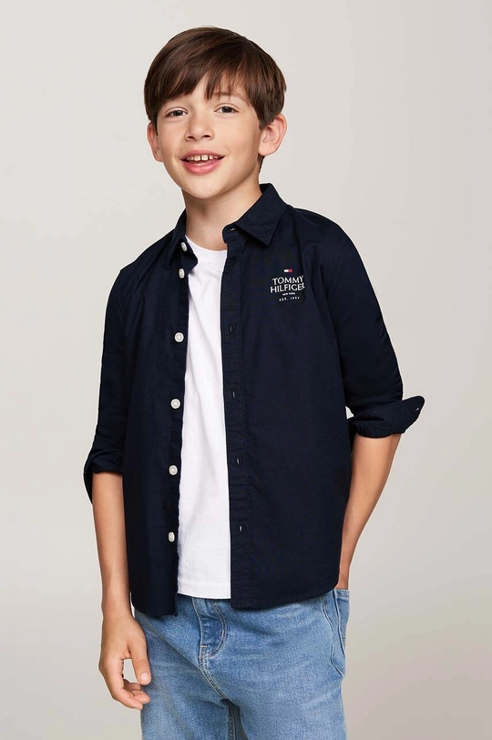 Tommy Hilfiger camicia per bambini tessuto elasticizzato blu navy KB0KB09265.9BYH.128.176